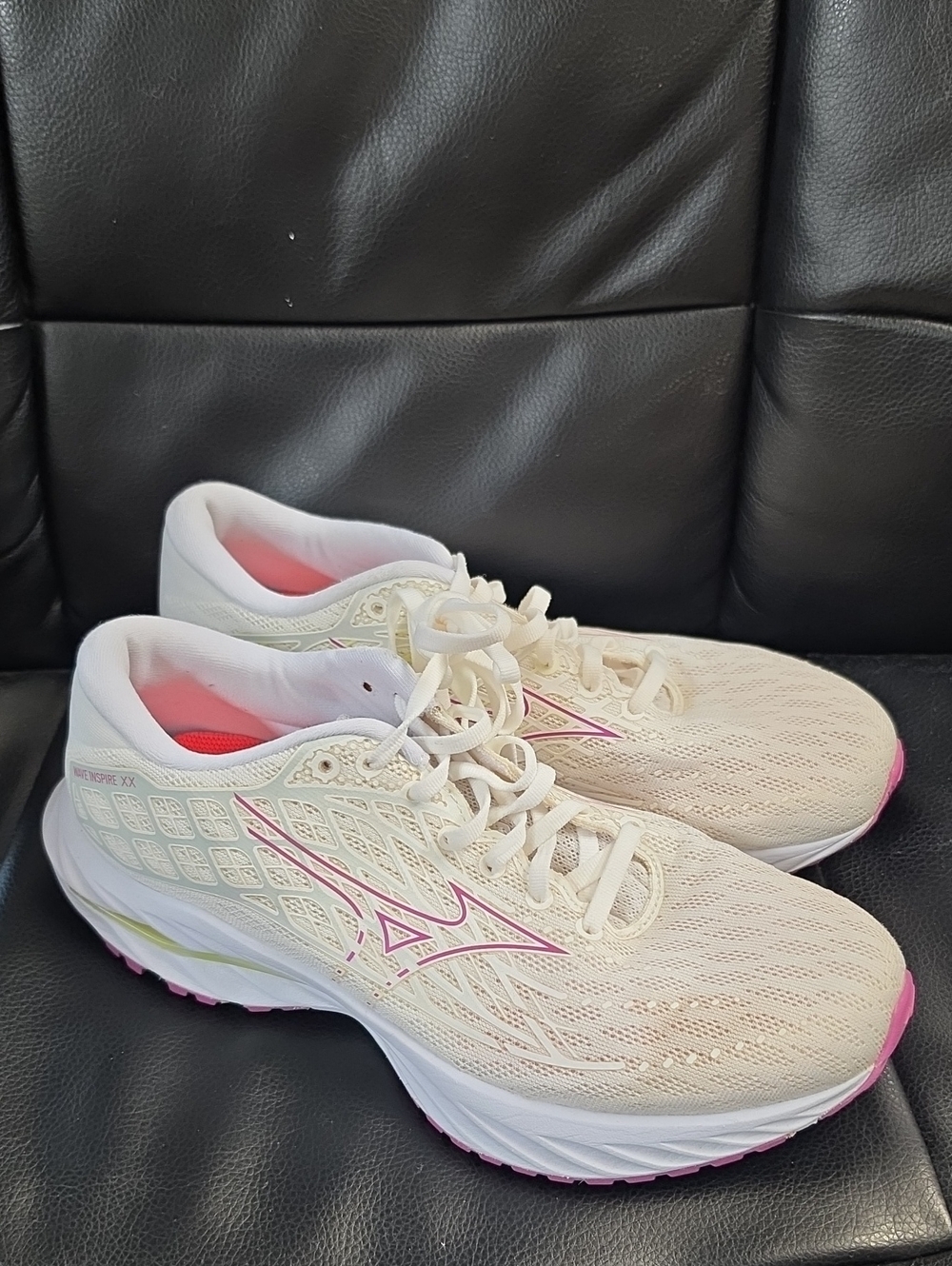 Mizuno Women's Cream Running Shoes with Pink Accents